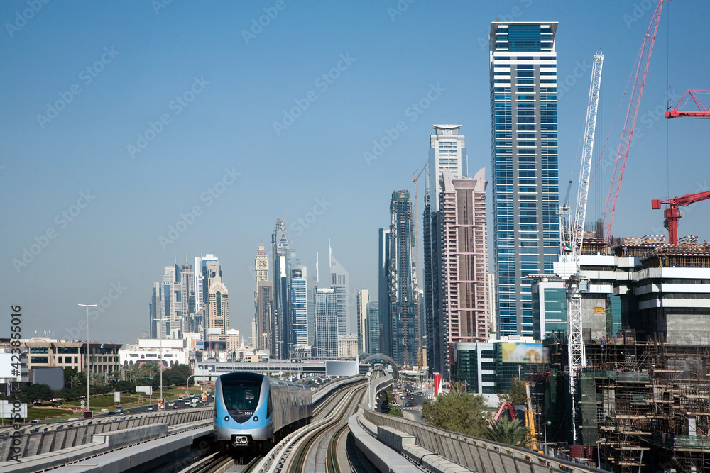modern city infrastructure modern monorail transport in Dubai