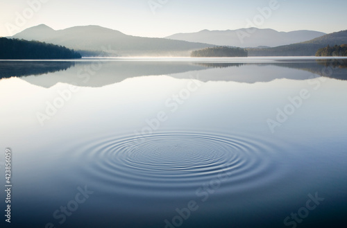 USA, New York, North Elba, Lake Placid, Ripples on calm lake surface