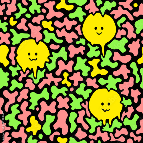 Abstract psychedelic seamless pattern. Vector cartoon illustration icon design. Abstract psychedelic acid seamless pattern concept