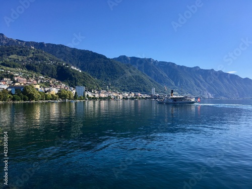 Montreux viewed from lake geneva