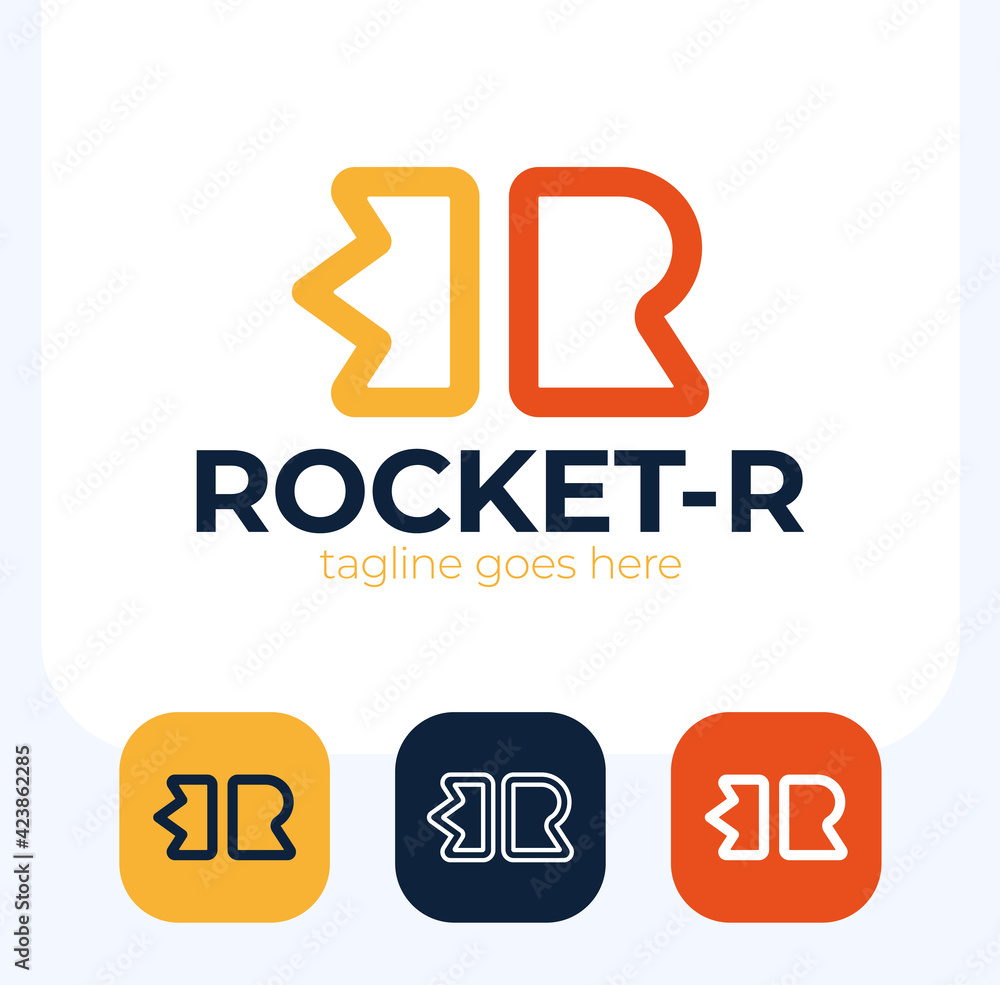 Creative rocket in R letter vector logo design. Vector sign. Character logotype symbols. Logo icon design for website Creative rocket in R letter vector logo design. Vector sign. Character logotype symbols. Logo icon design for website