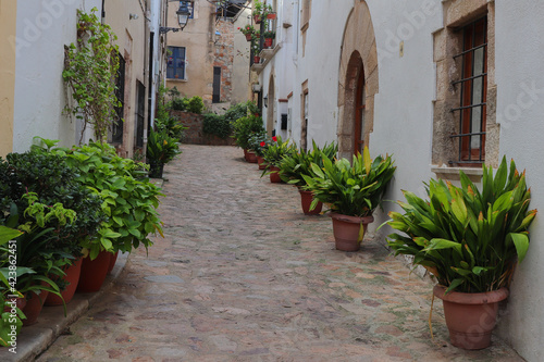 Fototapeta Naklejka Na Ścianę i Meble -  Espagne -Costa Brava - Tossa de Mar - Vieille rue de la cité médiévale