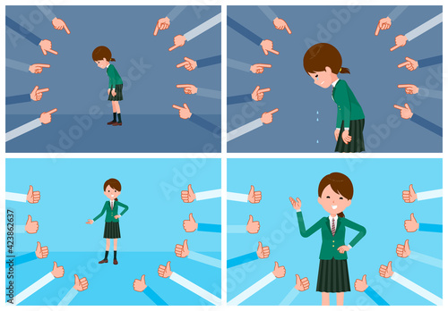 flat type school girl Green Blazer_Evaluation