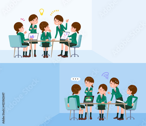 flat type school girl Green Blazer_intracerebral-meeting