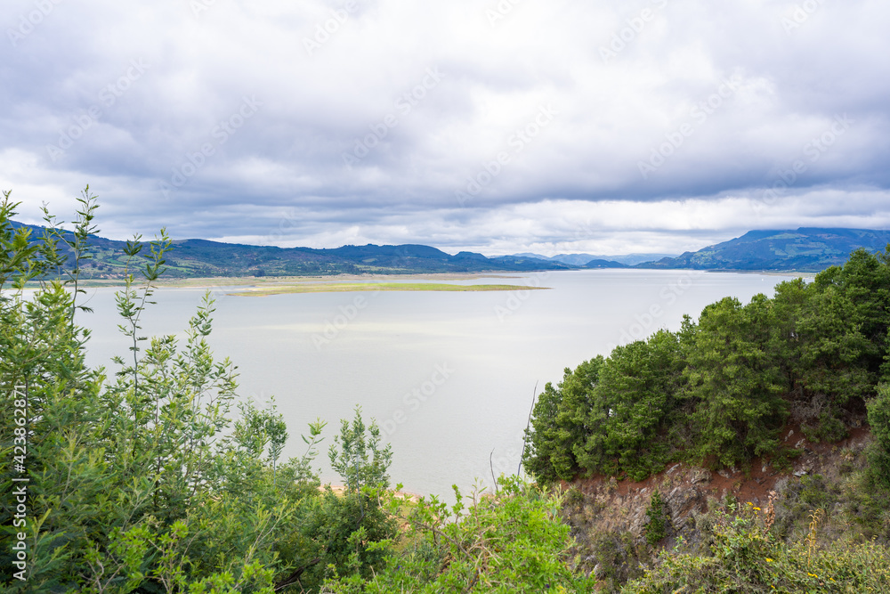 Tomine reservoir from Guatavita, Cundinamarca, Colombia Tomine reservoir from Guatavita, Cundinamarca, Colombia