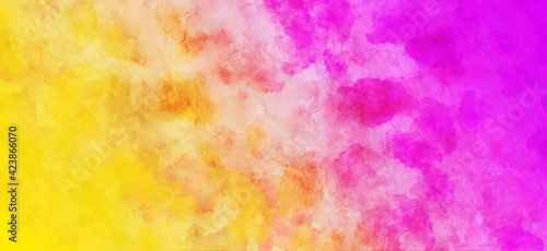Abstract yellow and pink on white watercolor splash paint texture or grunge background design © ardanz