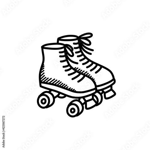 roller skates doodle icon, hand drawn vector illustration