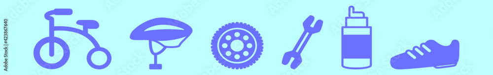 set of bicycle cartoon icon design template with various models. vector illustration isolated on blue background set of bicycle cartoon icon design template with various models. vector illustration isolated on blue background