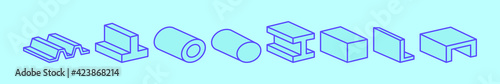set of steal beam cartoon icon design template with various models. vector illustration isolated on blue background