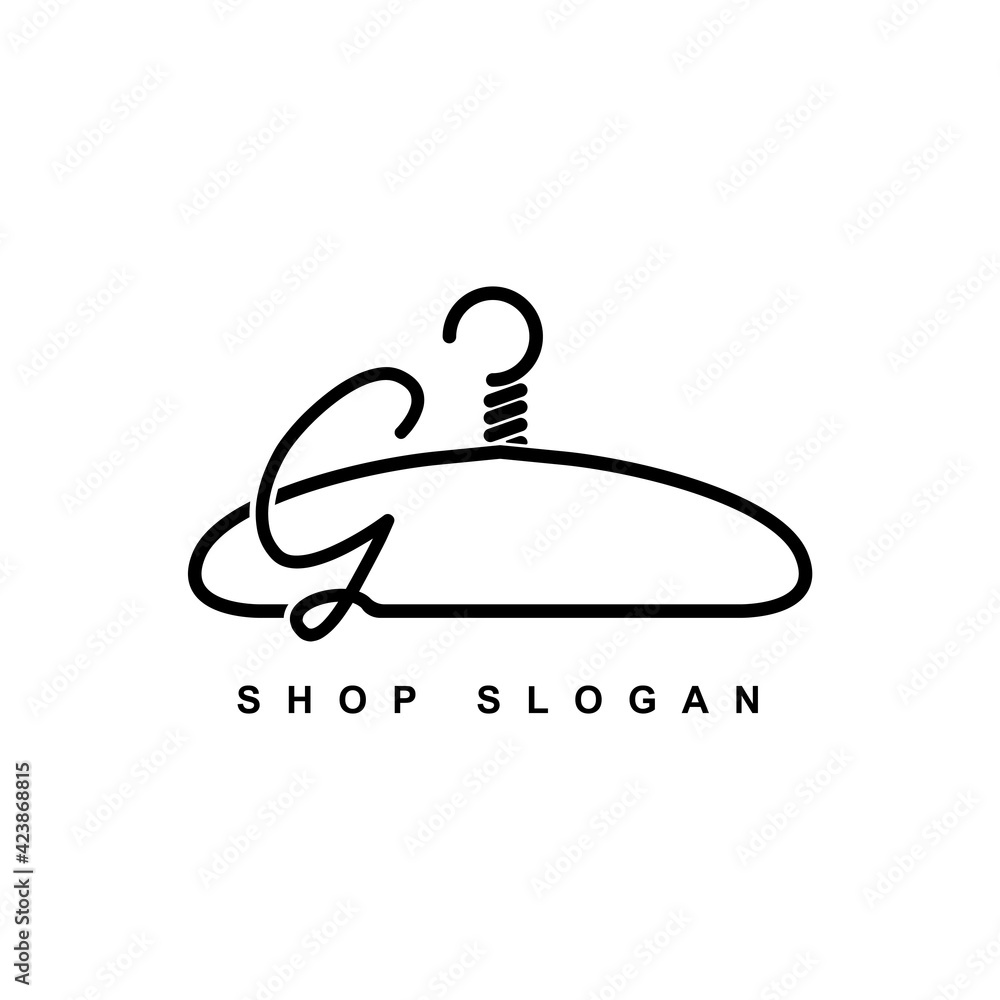 Fototapeta premium illustration of minimalist botique logo design . the elegant wire hanger icon