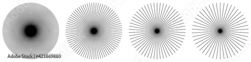 Radial, radiating, converging lines. Circular lines geometric element