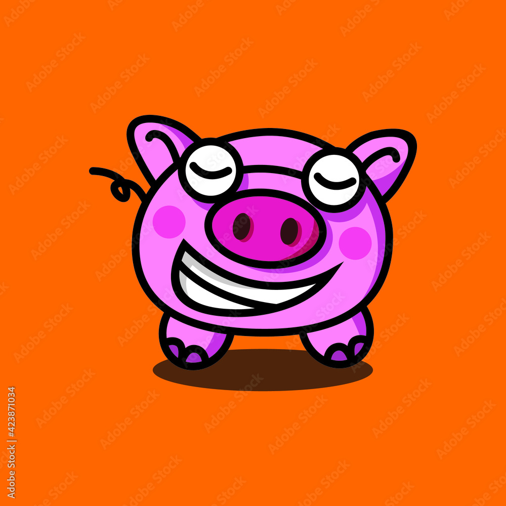 Fototapeta premium The adorable smiling pig mascot.