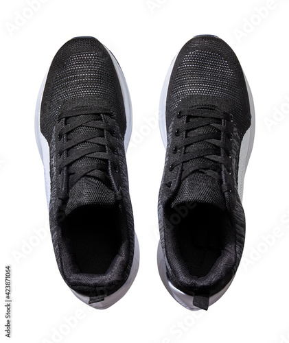 A pair of black sport shoe isolated on white background.