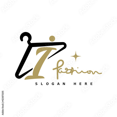 illustration of minimalist botique logo design . the elegant hanger icon