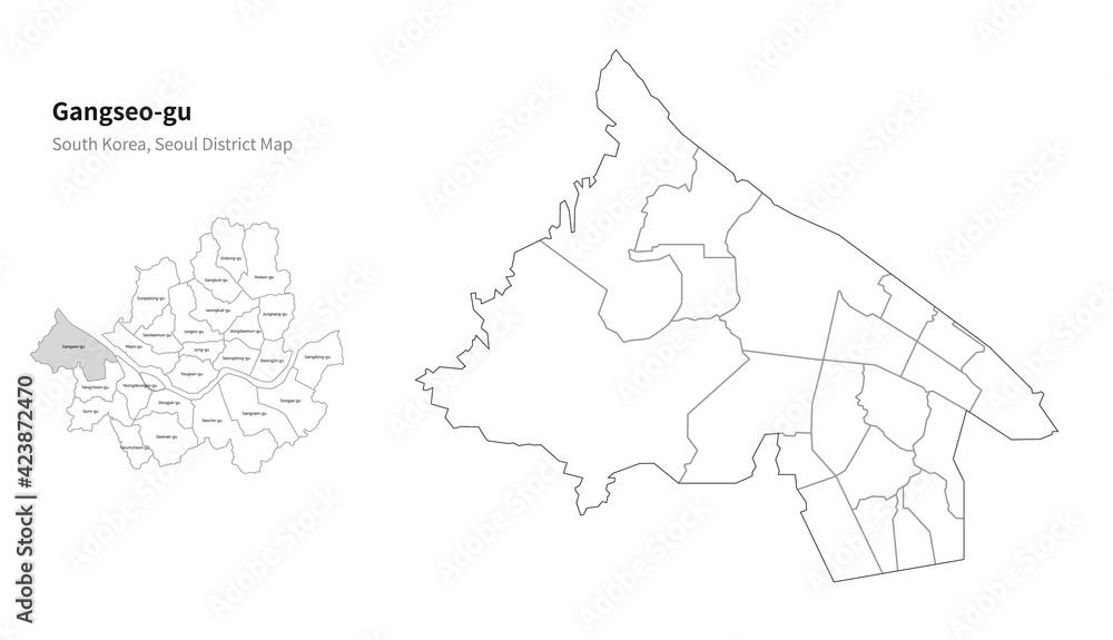 Gangseo-gu map. Seoul district map vector.