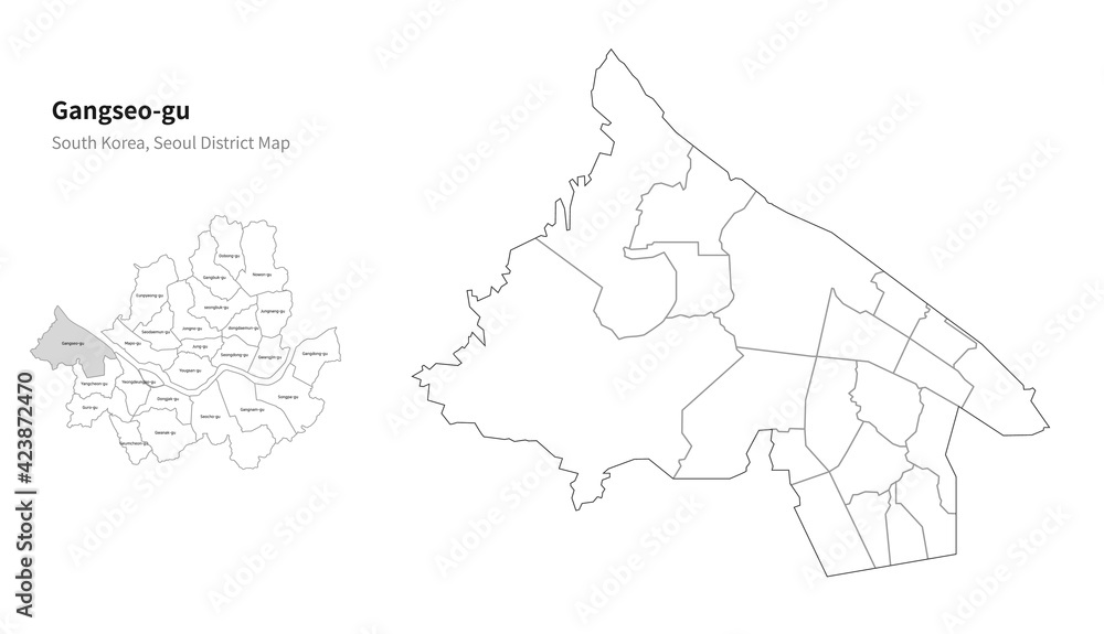 Gangseo-gu map. Seoul district map vector. Gangseo-gu map. Seoul district map vector.