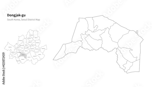 Dongjak-gu map. Seoul district map vector.