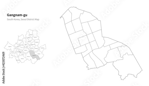 Gangnam-gu map. Seoul district map vector.