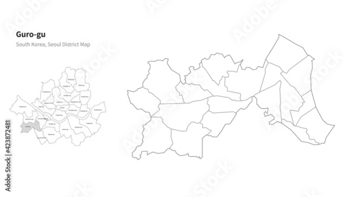 Guro-gu map. Seoul district map vector.