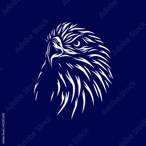 Eagle hawk vector silhouette line pop art potrait logo colorful design with dark background. Abstract vector illustration. 