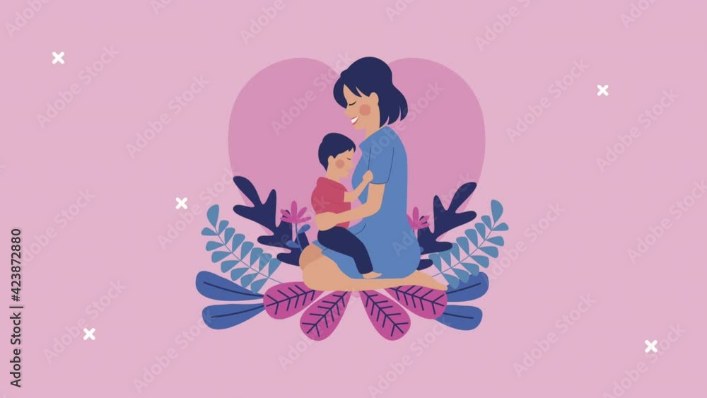 happy mothers day with mom hugging son in heart happy mothers day with mom hugging son in heart