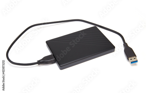 Plakat External hard disk for backup isolated on white background