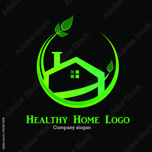 Healthy Home Home Vector Logo. Template design of a tree and a house made of simple strokes. it is good to symbolize property or real estate business.
