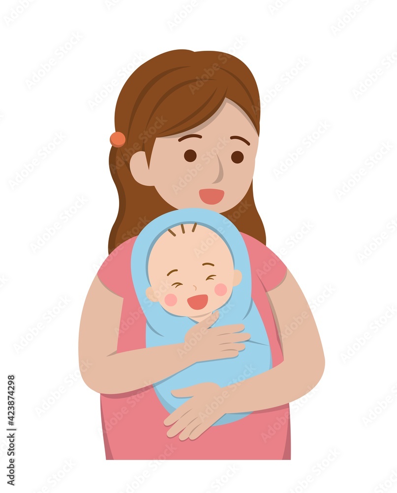 Mother with baby cartoon comic character vector Mother with baby cartoon comic character vector