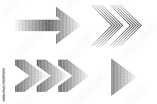 Banner with dots arrows. Arrow icon. Vector graphic. Overlay effect. Fade abstract pattern. Stock image. EPS 10.