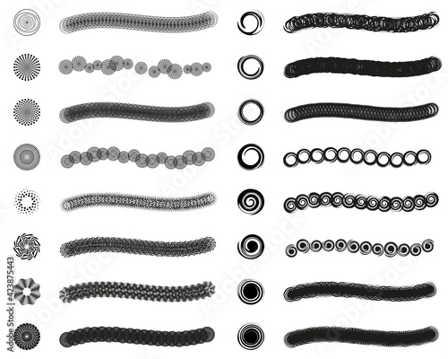 Set of 16 editable fixed and random scatter brushes + symbols (sprayer) in mixed vector. Created using AI CS6.