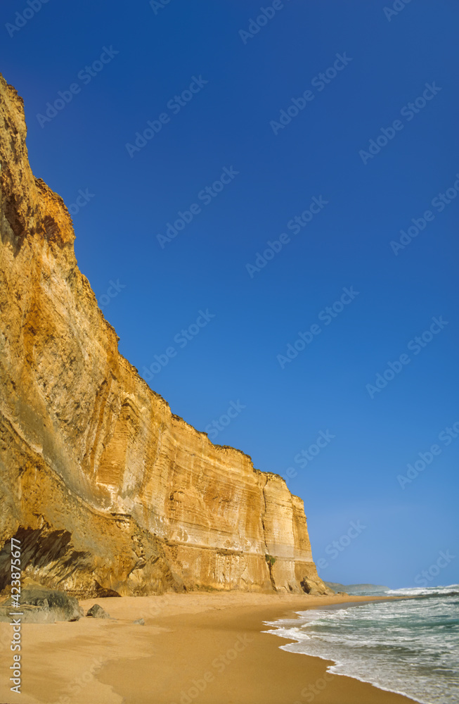 Tall limestone cliffs at Gibson Steps, Great Ocean Road, Victoria, Australia