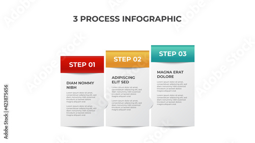 3 points of list diagram, ascending block of process layout template, infographic element vector