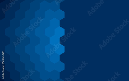 Abstract Hexagon dark blue gradient background.