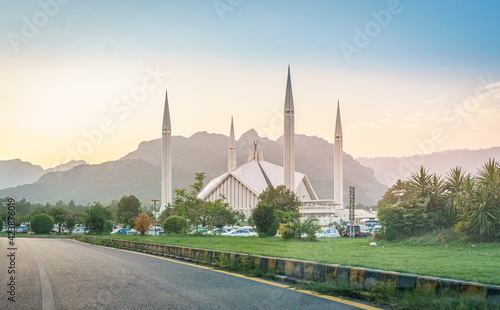 A Faisal Mosque view in the capital city Islamabad of Pakistan