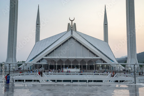 A Faisal Mosque view in the capital city Islamabad of Pakistan photo