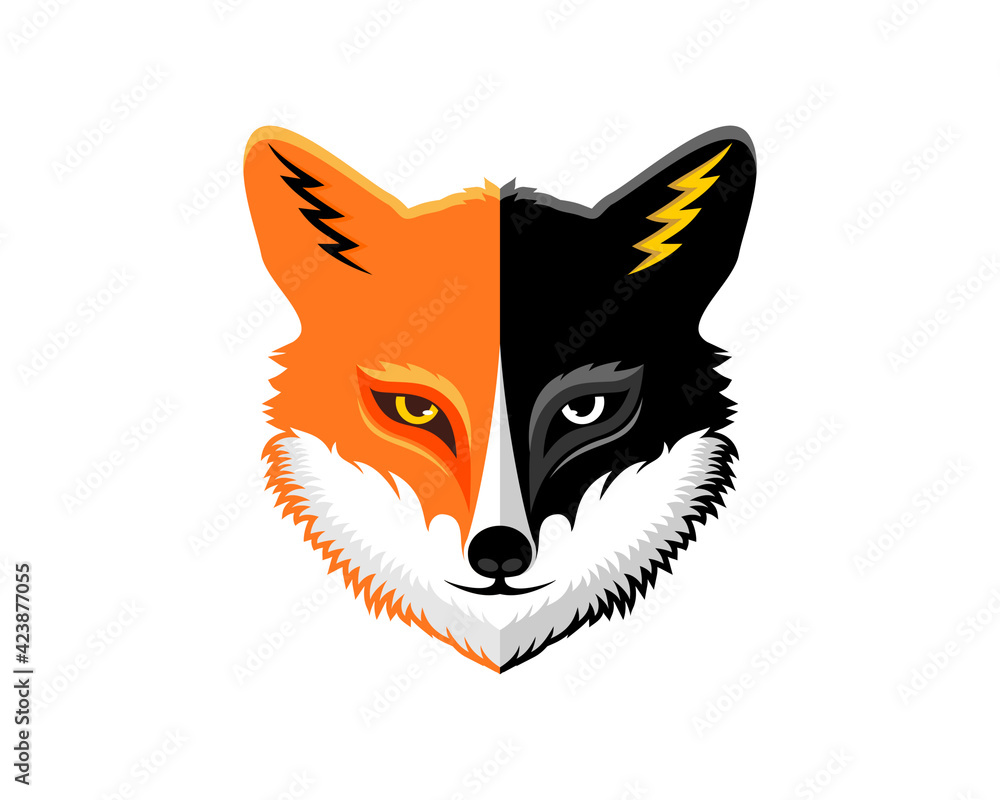 Fototapeta premium Fox head with orange and black colors