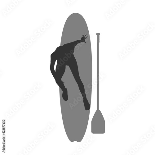 Illustration of lady posing with surf board