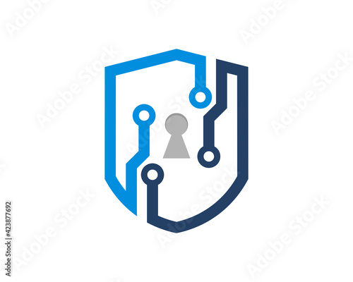 Circuit tech forming a shield logo