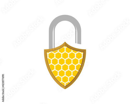 Combination padlock and shield with beehive inside