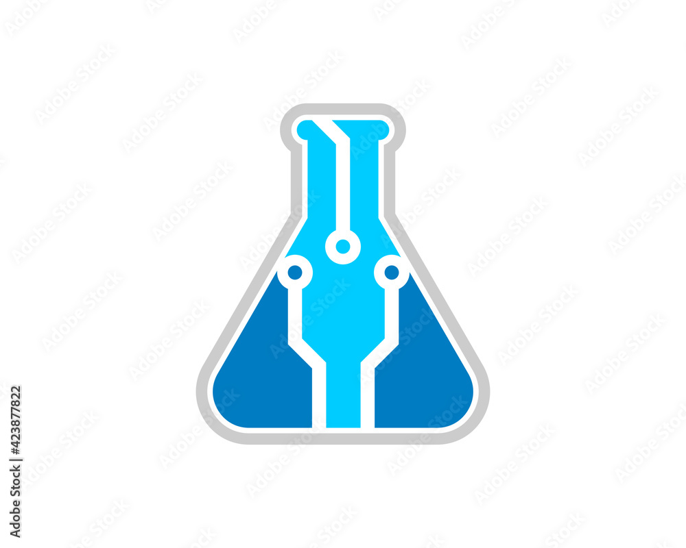 Laboratory test tube with circuit tech inside Laboratory test tube with circuit tech inside