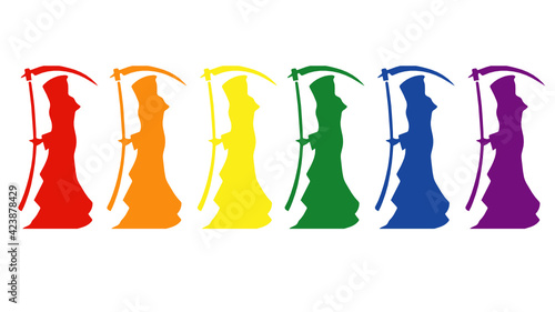 Grim reaper silhouettes. LGBT colors