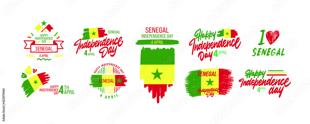 Set of Senegal Independence Day Celebration Vector Template Design Illustration Set of Senegal Independence Day Celebration Vector Template Design Illustration