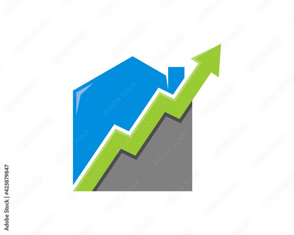 House building with arrow up inside House building with arrow up inside