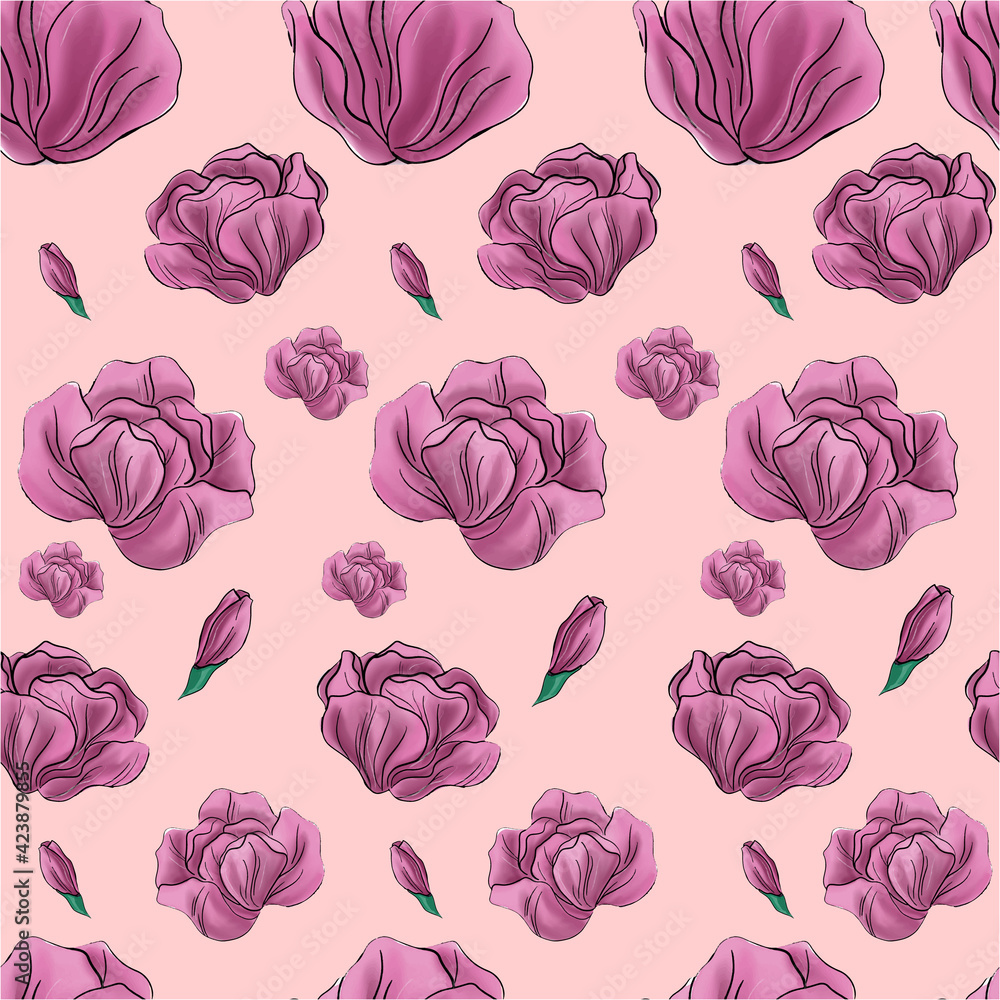 Flowers Seamless Pattern Background