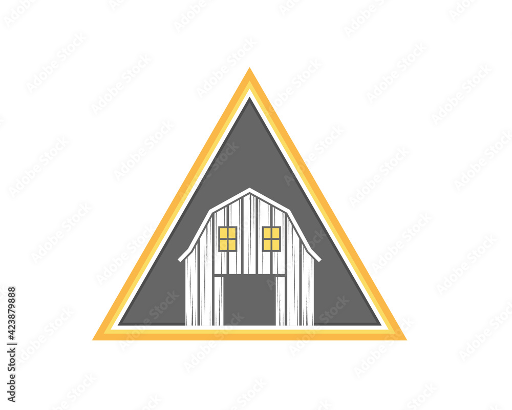 Barn farm inside the triangle shape logo Barn farm inside the triangle shape logo