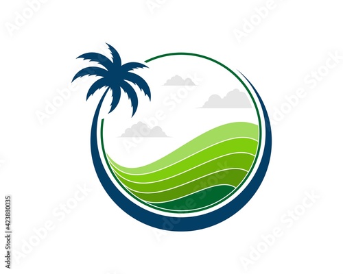 Circle palm tree with farm field inside