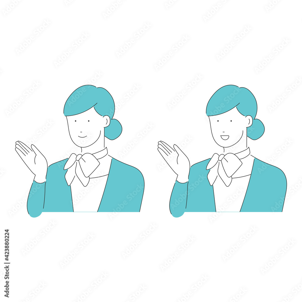 案内をする受付の女性のイラスト 案内をする受付の女性のイラスト