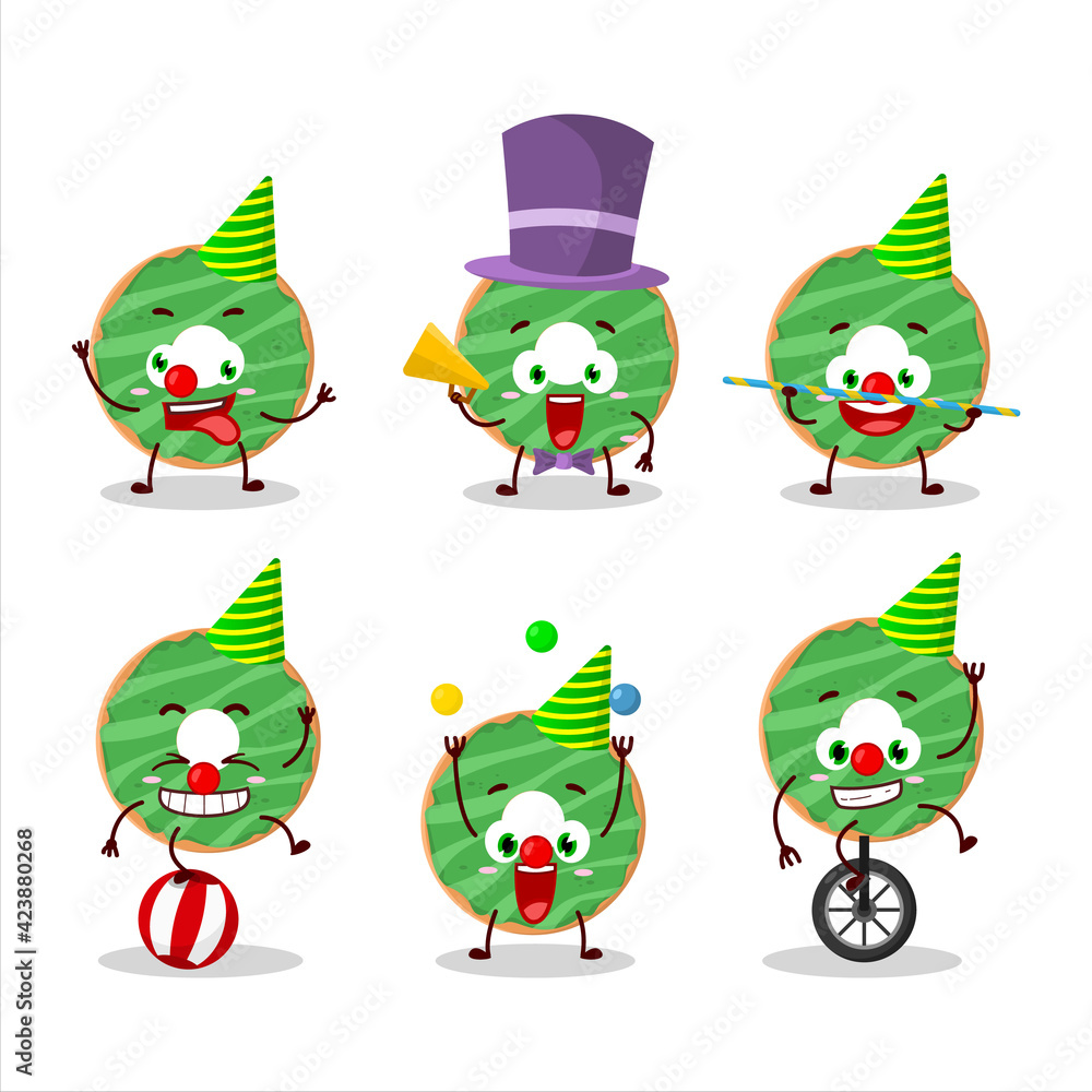 Cartoon character of cocopandan donut with various circus shows Cartoon character of cocopandan donut with various circus shows