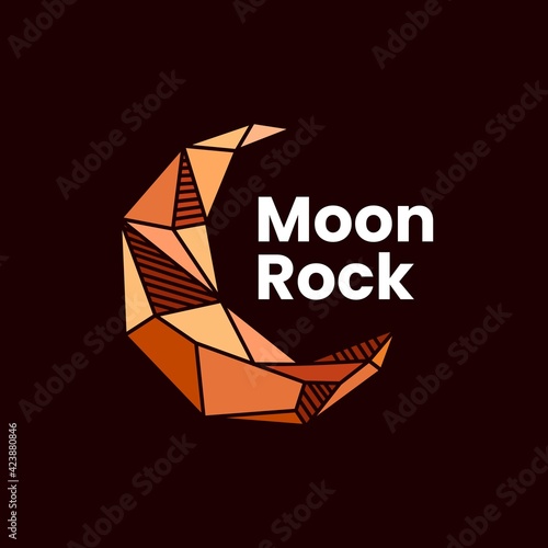 crescent moon rock stone gem logo vector icon illustration