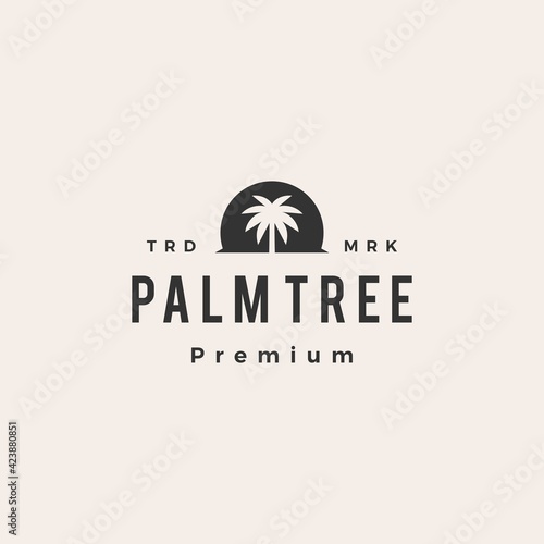 palm tree hipster vintage logo vector icon illustration